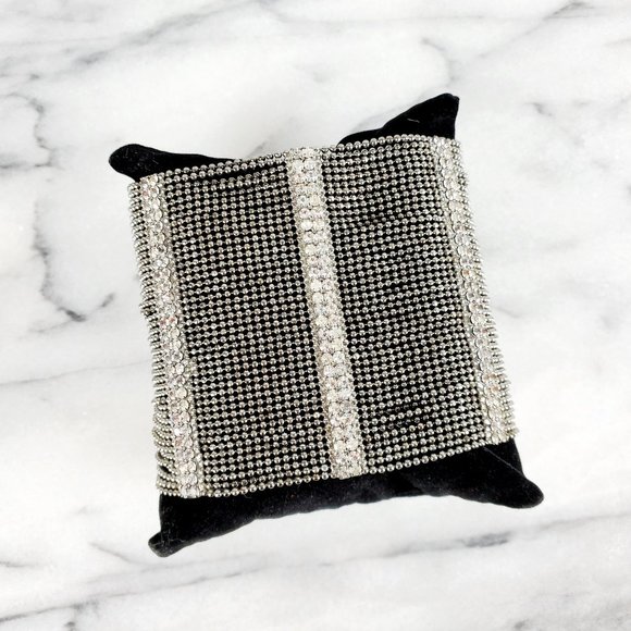 Jewelry - Wide Multi Bead Chain & Crystal Cuff Bracelet